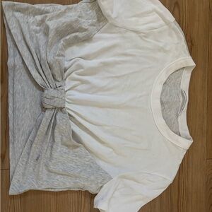 Alexander Wang White and Gray Short Sleeve crop T-shirt